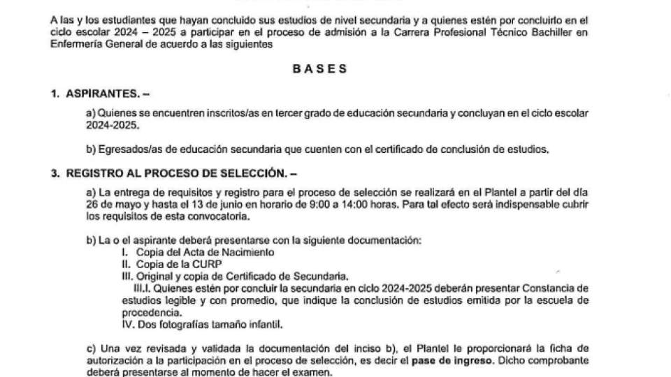 Convocatoria de la Carrera de Enfermería CONALEP Sonora 2025
